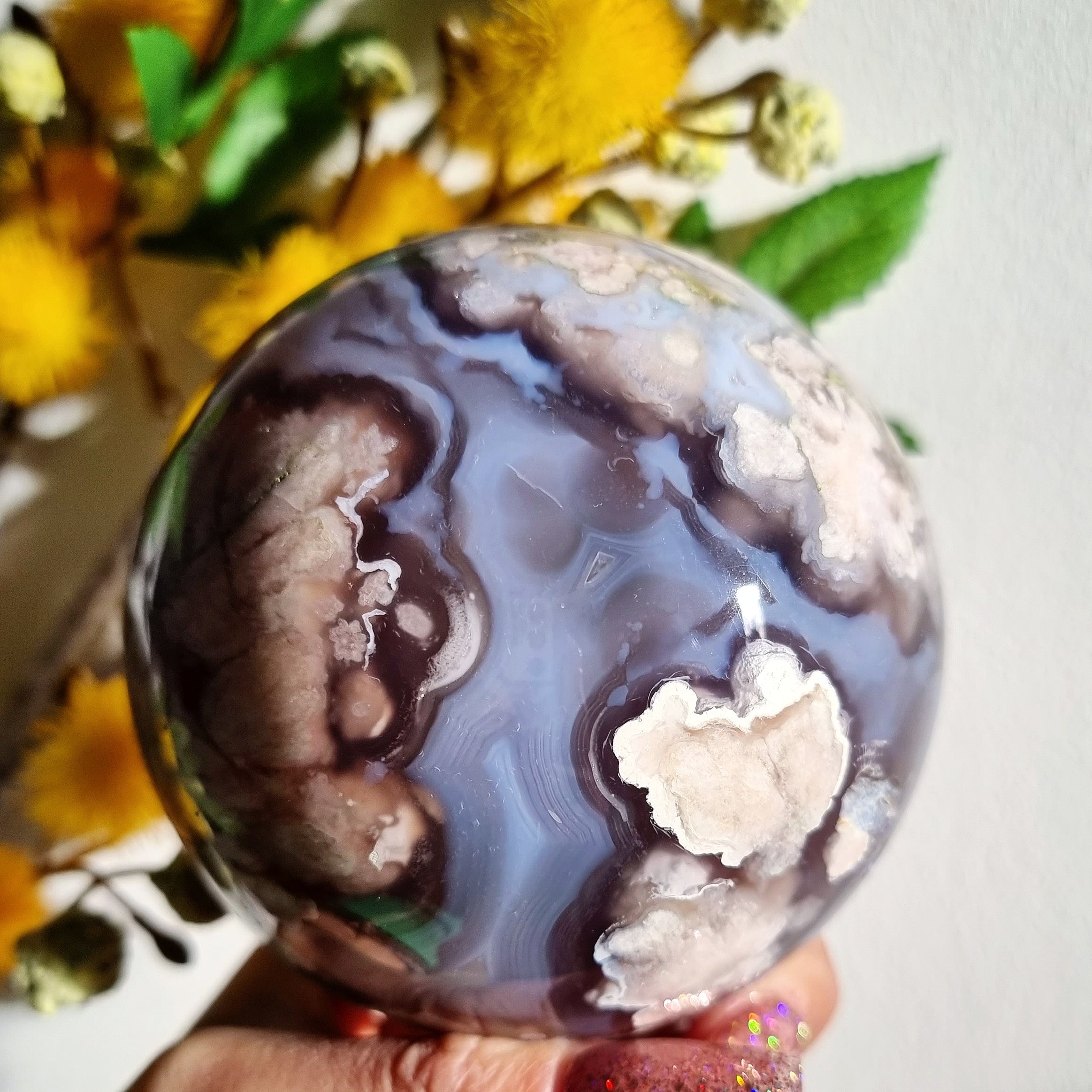 Buy Beautiful large flower agate sphere